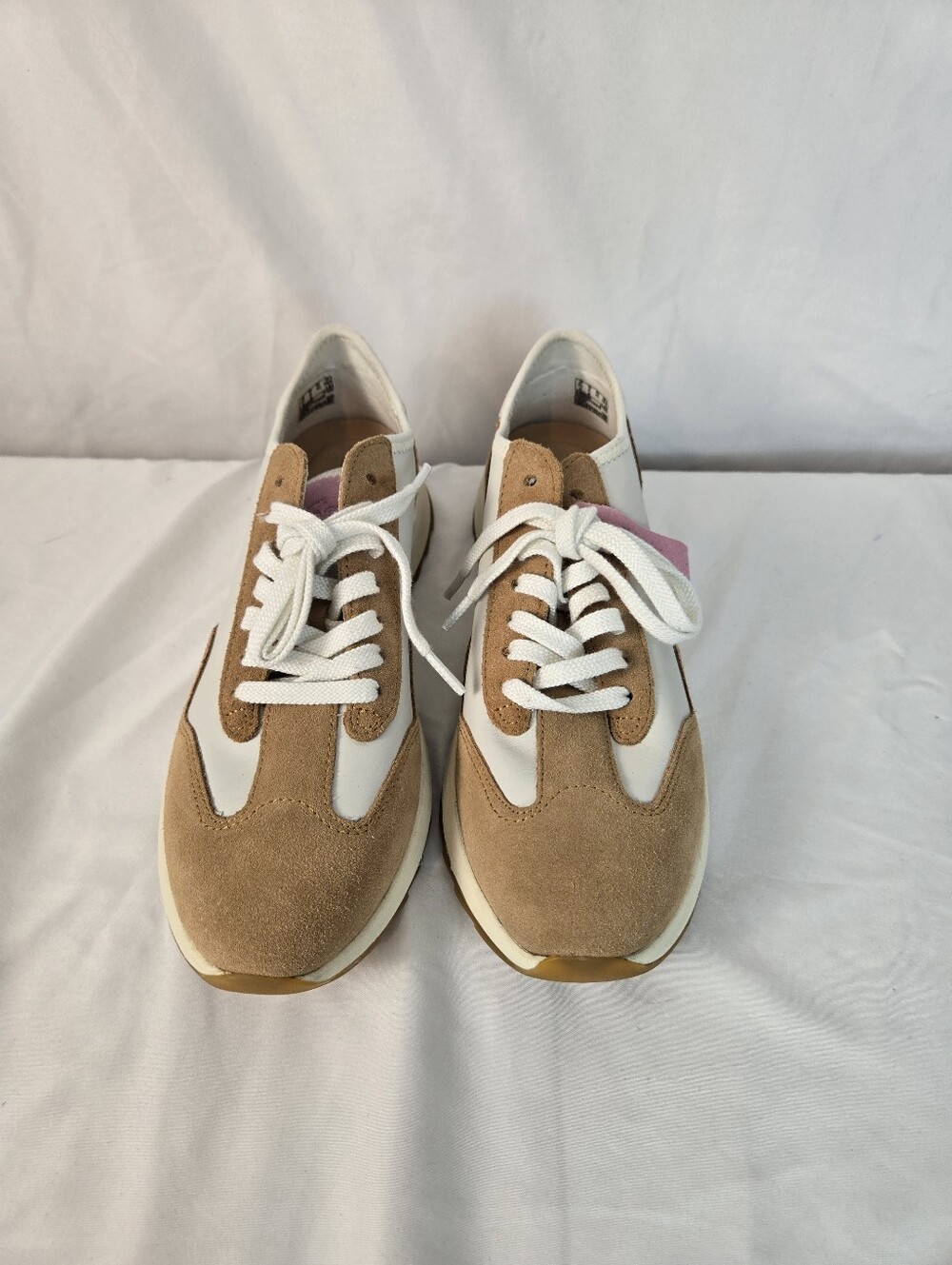 Clarks White and Tan Suede Athletic Sneakers